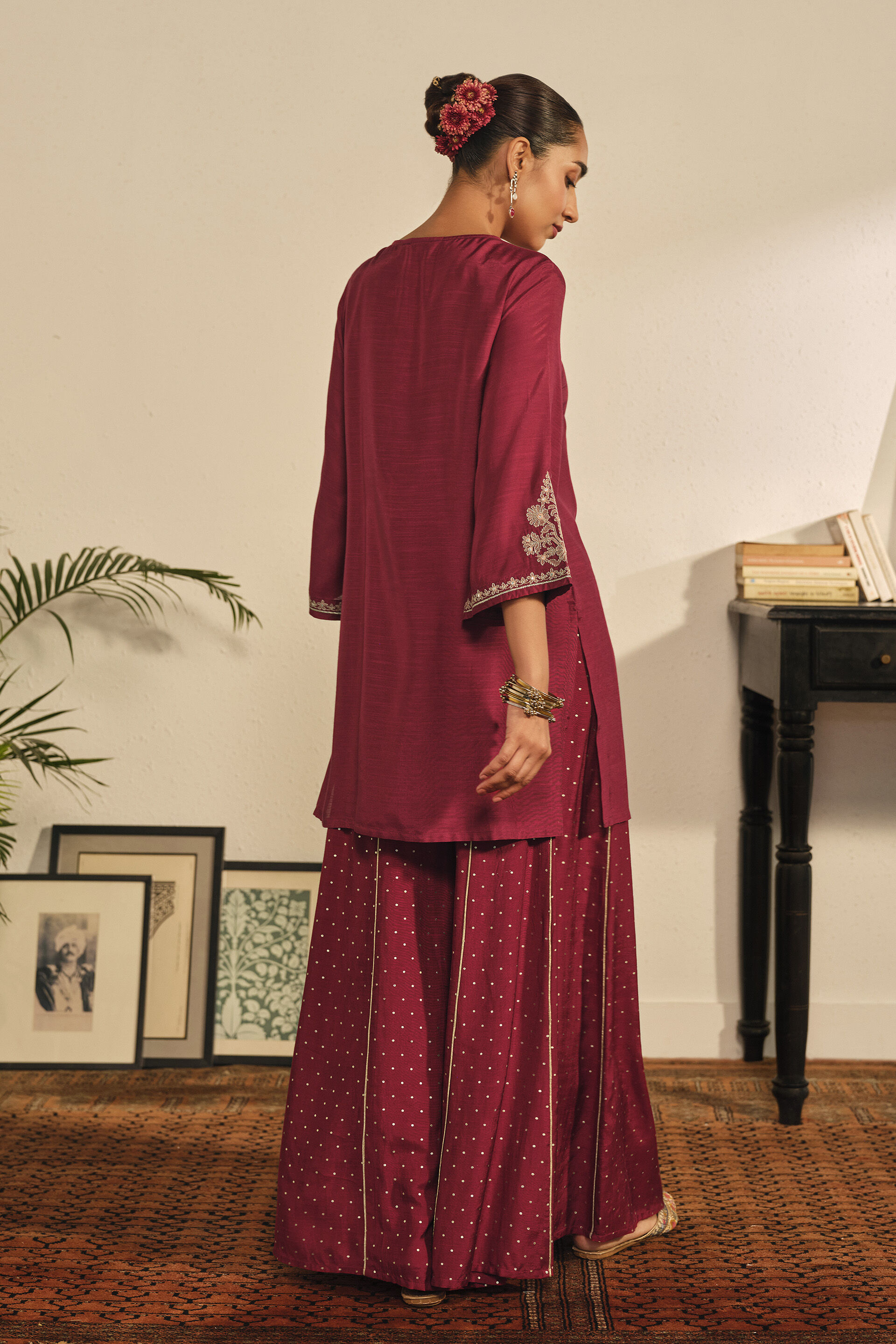 Embroidered Tunic in Red, Red, image 6